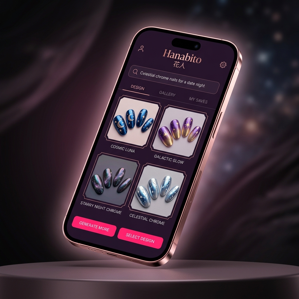 Hanabito App — AI nail art design generation interface
